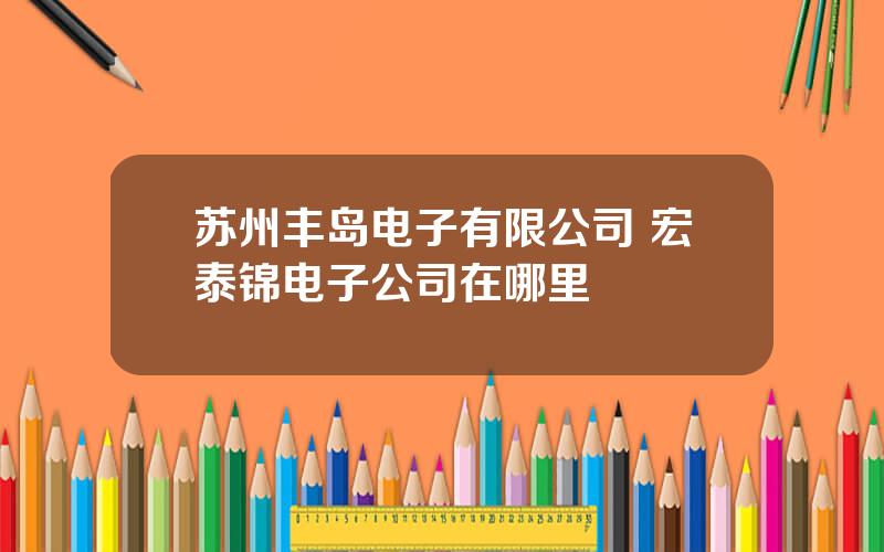 苏州丰岛电子有限公司 宏泰锦电子公司在哪里